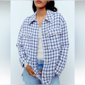 NWT ZARA PEARL BUTTON TEXTURED OVERSHIRT (S)